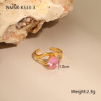 Stainless Steel Zircon Ring For Women