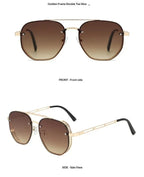Retro Double-bridge Hollow-out Metal Sunglasses - Viexta