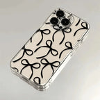 black-ribbon-bow-light-luxury-transparent-soft-iphone-case - Viexta