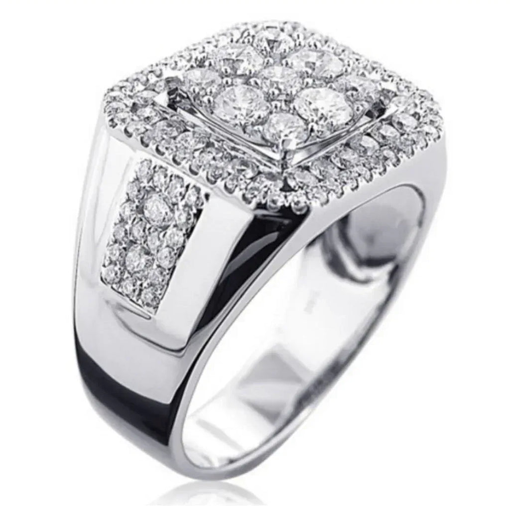 silver-square-diamond-ring - Viexta