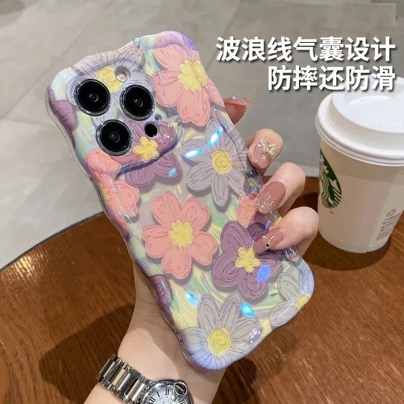Drop-resistant Oil Painting Flower Soft Silicone iPhone Case - Viexta