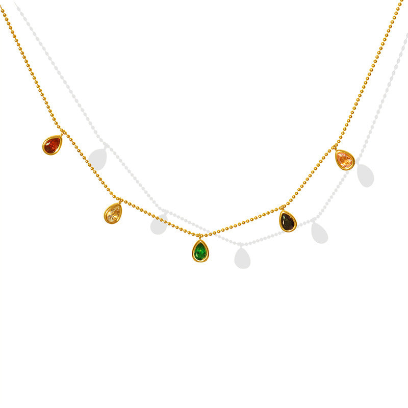 Colorful Zircon Pendant Clavicle Necklace