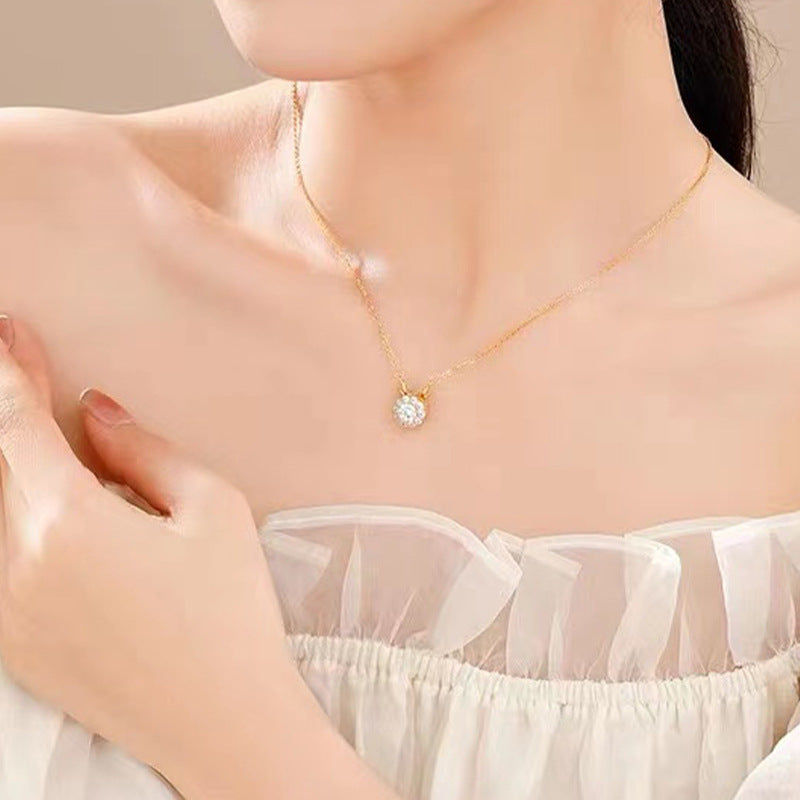 Stainless Steel Rotating Clavicle Necklace