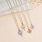 Stainless Steel Oil-dripping Heart-shaped Pendant Necklace