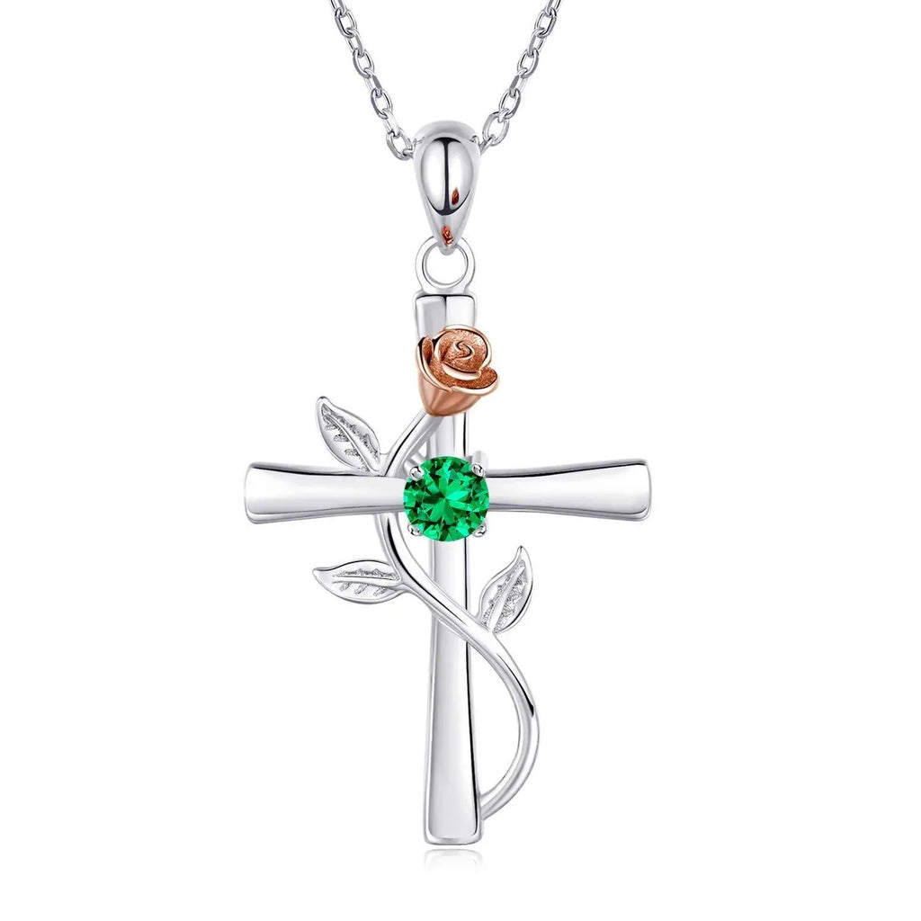 rose-cross-necklace-with-rhinestone - Viexta