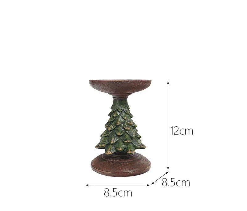 Resin Wooden Christmas Tree Candle Holder - Viexta