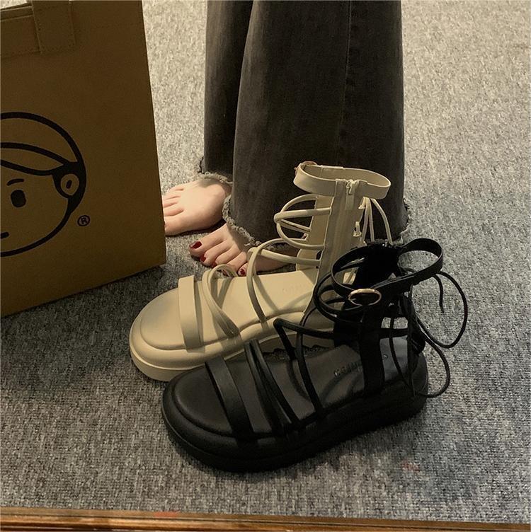 Cross Strap High-top Niche Sandal Boots - Viexta