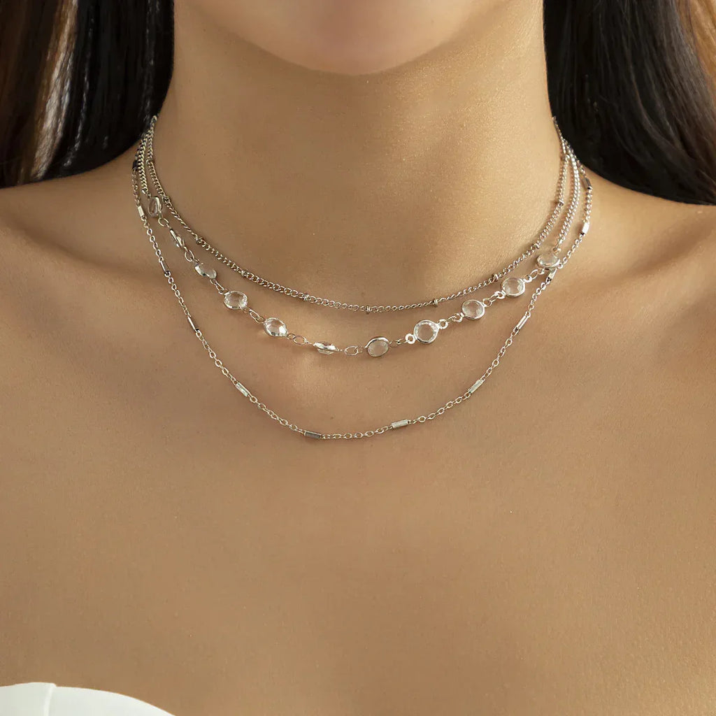 Princess Crystal Twin Clavicle Chain - Viexta
