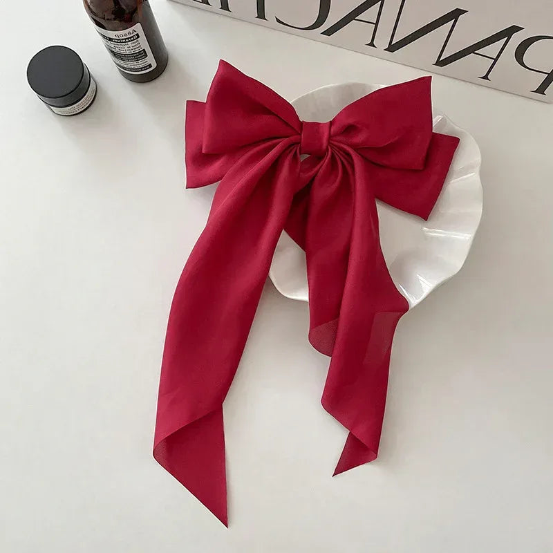 Satin Bow Ribbon Hairpin with Hair Clip - Viexta
