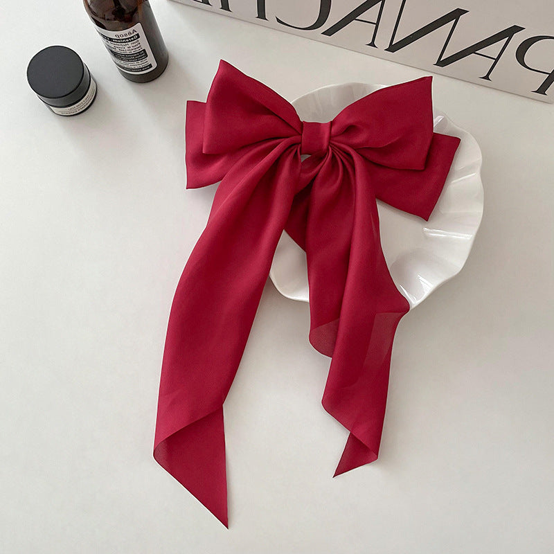 Satin Bow Ribbon Hairpin with Hair Clip