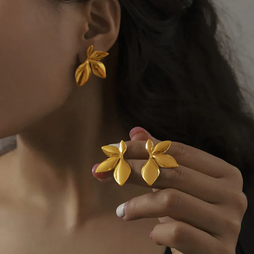 Pearl Texture Titanium Steel Casting Earrings - Viexta