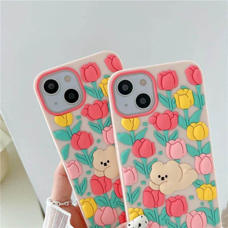 Little Bear Flowers iPhone Case - Viexta