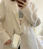 Crossbody Pearl Chain Frosty Mirror iPhone Case - Viexta