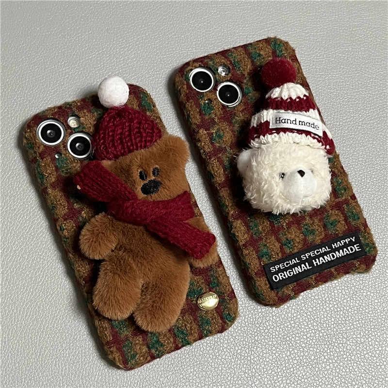 autumn-winter-red-plush-plaid-iphone-case - Viexta