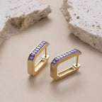 Women's Square Hollow Diamond Titanium Steel Earrings - Viexta