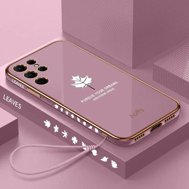 Straight Edge Electroplating Samsung Maple Leaf Case - Viexta