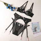 new-fashion-lace-embroidery-sexy-lingerie-three-piece-set - Viexta