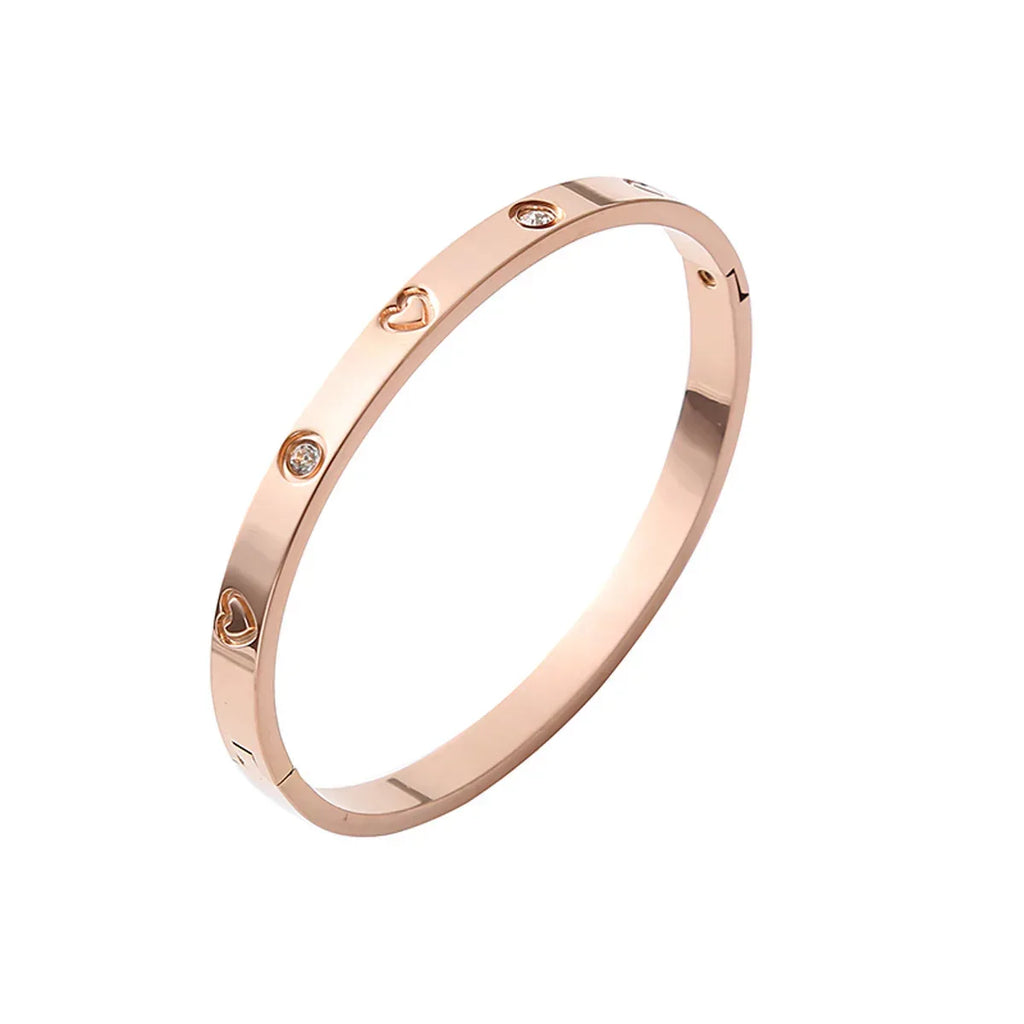 Heart-shaped Buckle Diamond Stainless Steel Bracelet - Viexta