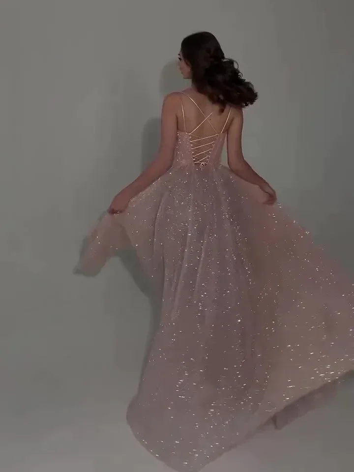 Sequined Backless Evening Dress - Viexta