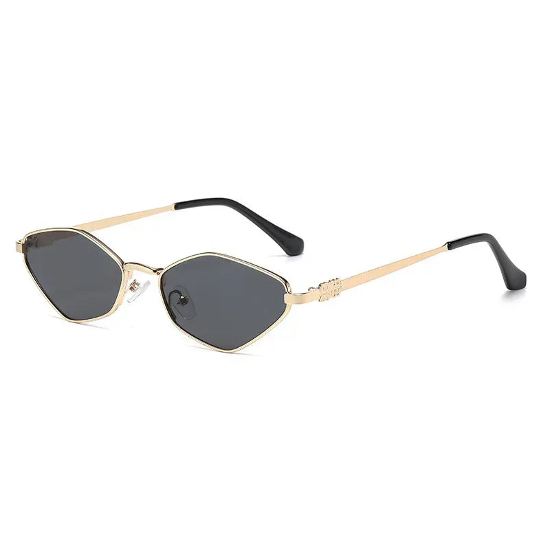 Metal Small Frame Rhombus Cat Eye Sunglasses - Viexta