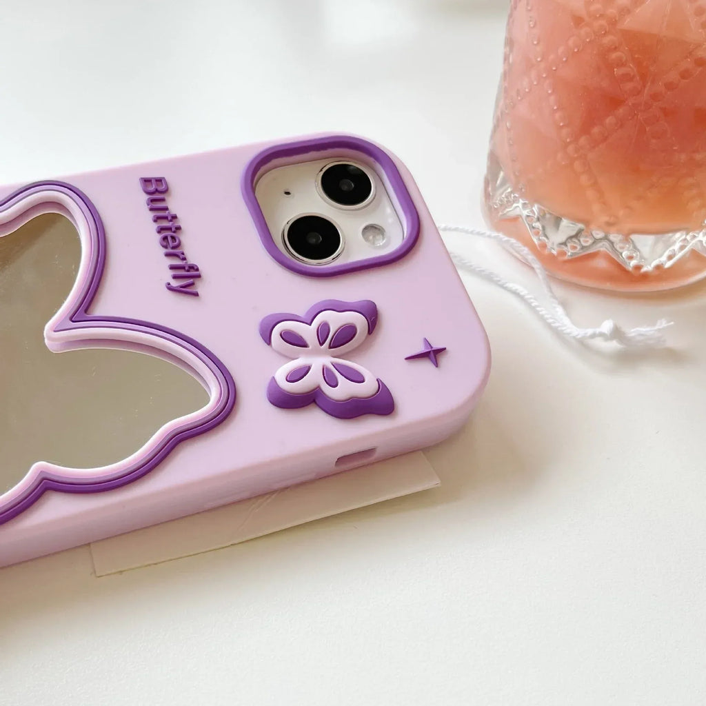 Purple Butterfly Mirror Silicone iPhone Case - Viexta
