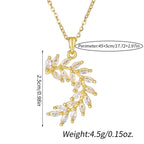 Sparkling Zircon Leaf Pendant Necklace