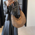 Casual Large Capacity Handmade Straw Shoulder  Purse