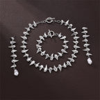 Drop-shaped Earring Bracelet Necklace Glossy Metal Ornament Suit