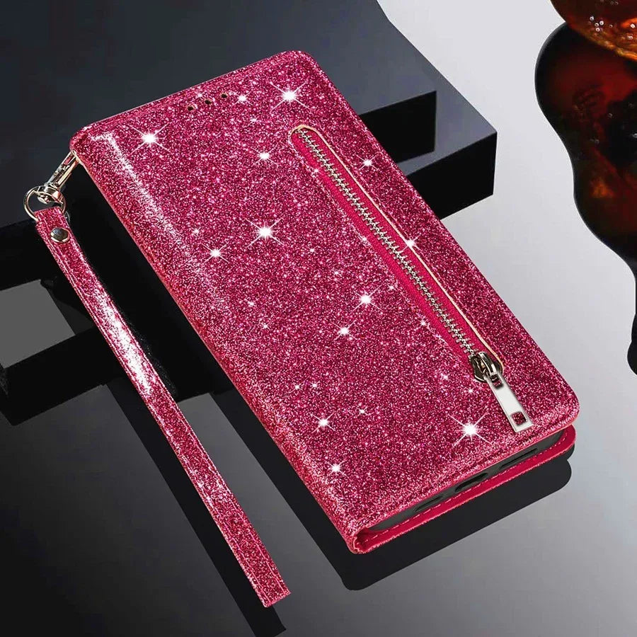 Zipper Shiny Leather iPhone Case - Viexta