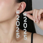 Rhinestone Snowflake Long Pendant Earrings - Viexta