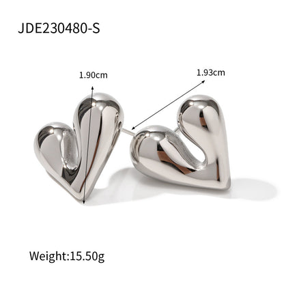 Elegant Heart Peach Stainless Steel Earrings