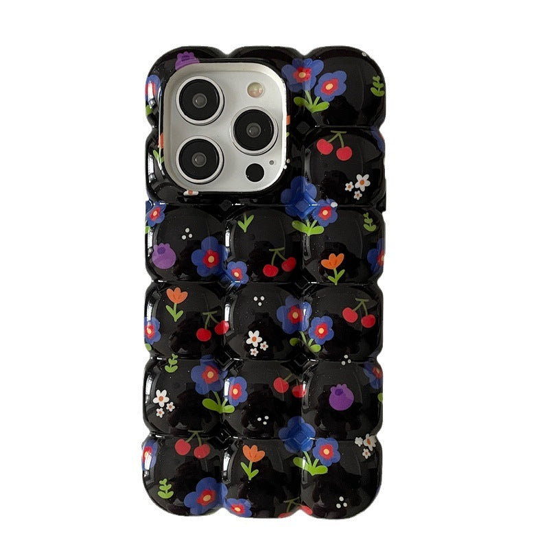 Retro Cherry Small Floral Plaid iPhone Case