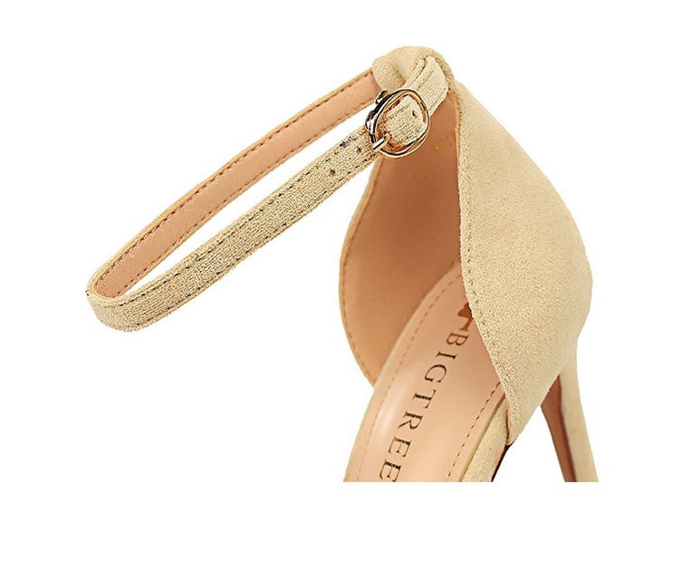 Low-cut Pointed Toe Nightclub Mesh Hollow-out Strap Heels