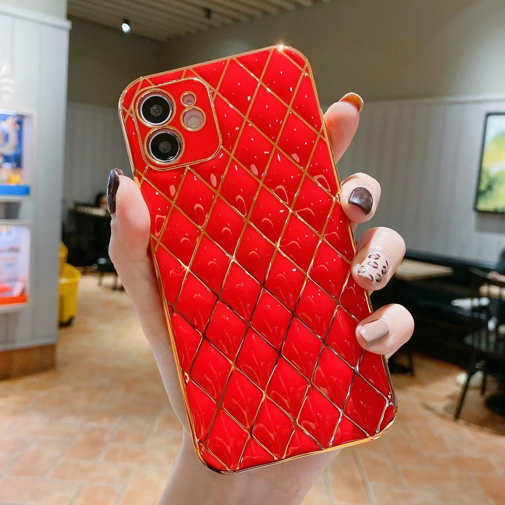 electroplated-diamond-pattern-iphone-case - Viexta