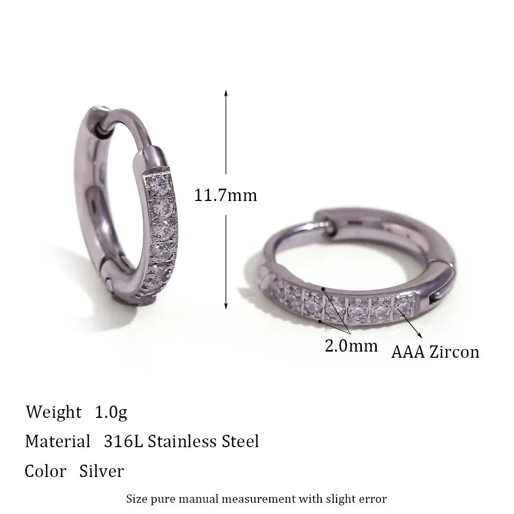 Rounded Edge Zircon Earrings - Viexta