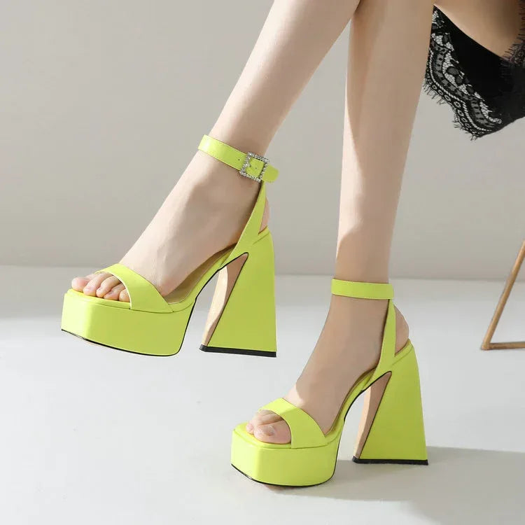 Women's Square Toe Chunky Heel - Viexta