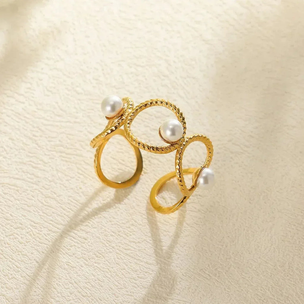 Stainless Steel Pearl Ring - Viexta