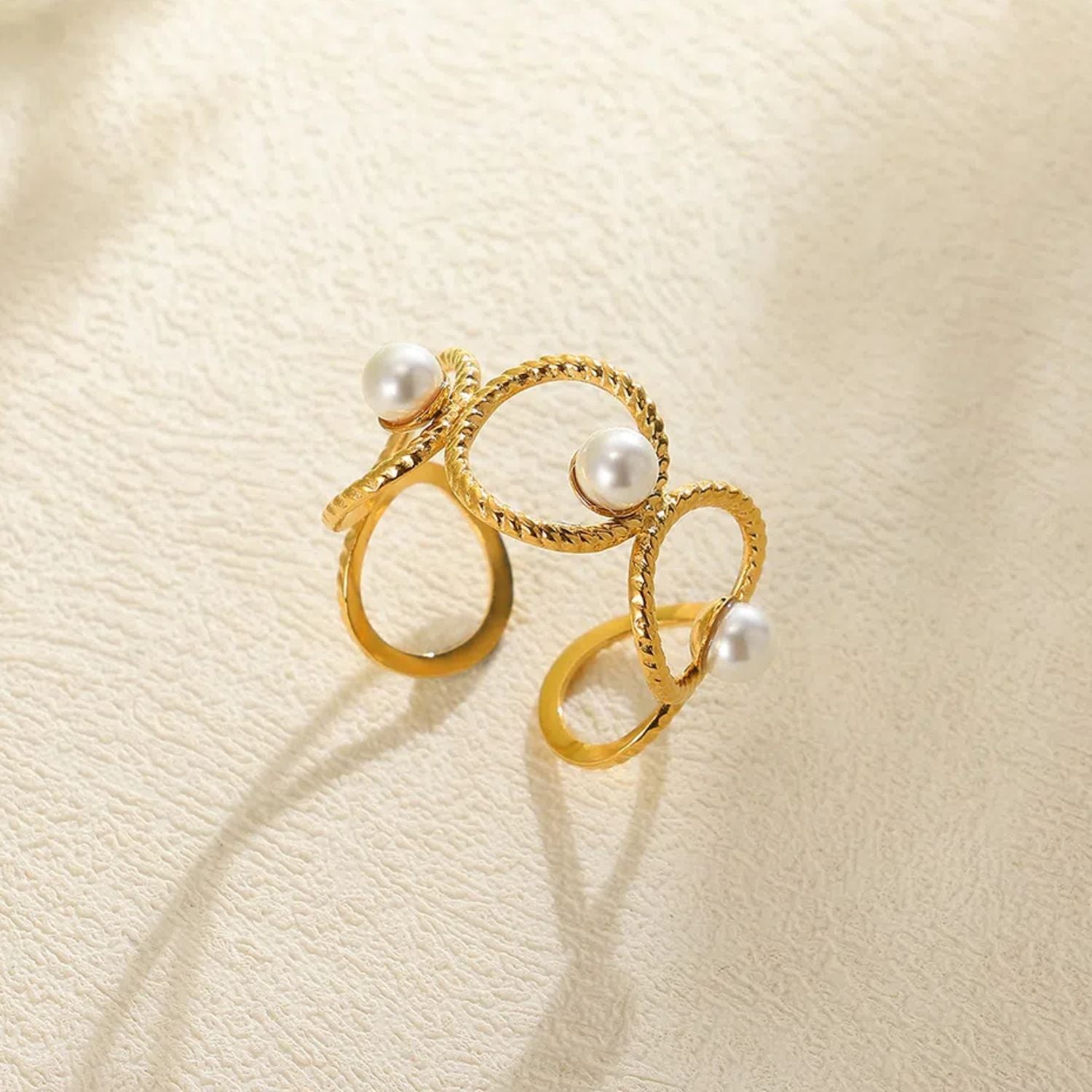 Stainless Steel Pearl Ring