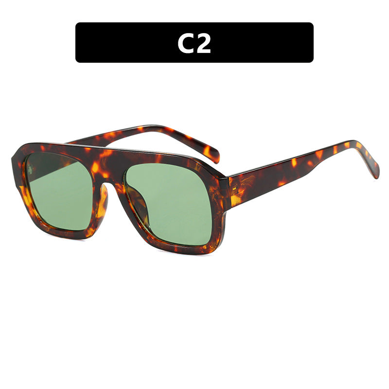 Single beam large frame square sunglasses, new personalized sunglasses, cross-border sunglasses, women's Instagram, same trend