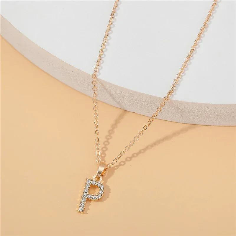 18k 26 Golden English Letter Pendant Clavicle Chain - Viexta