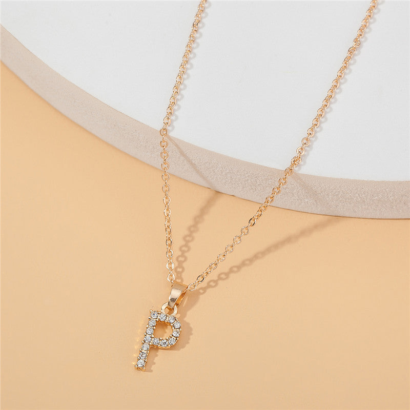 18k 26 Golden English Letter Pendant Clavicle Chain