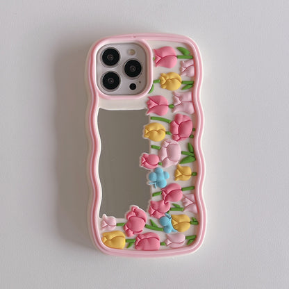 Mirror Tulip Silicone iPhone Case