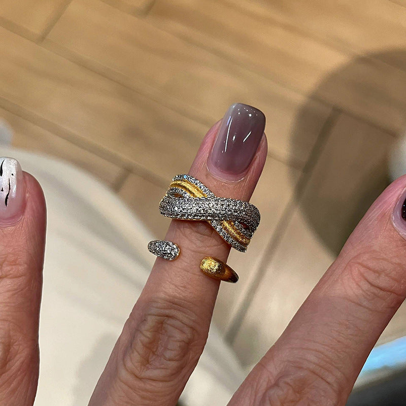 Wave Cross Brushed Ring