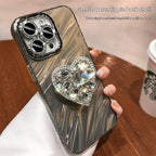 Lens Protector Rhinestone Love Bracket iPhone Case - Viexta