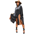 Plus Size Loose Multicolor Batwing Sleeve Shirt Dress - Viexta