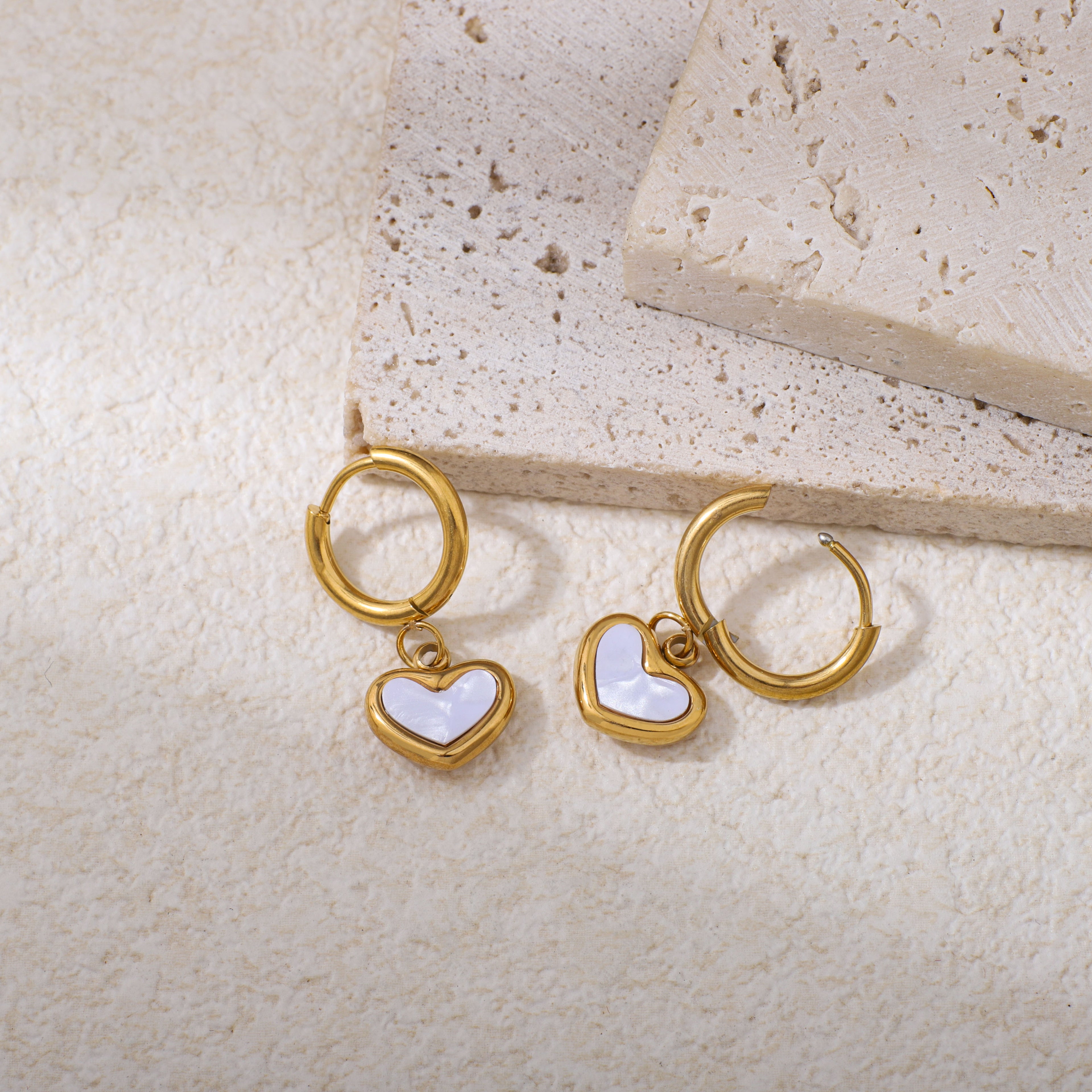 Moon-shaped Stainless Steel Pendant Earrings