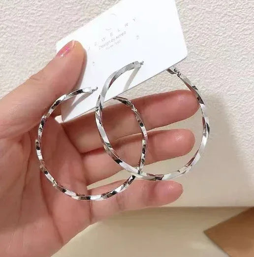 925 Silver Needle Exaggerated Metal Earrings - Viexta