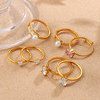 Cube Multi-Layer Diamond-Inlaid Zircon Ring