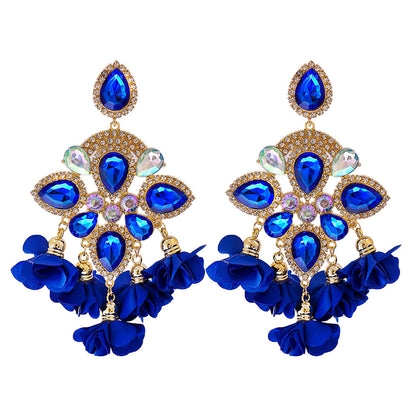 Bohemia Color Diamond Flower Earrings