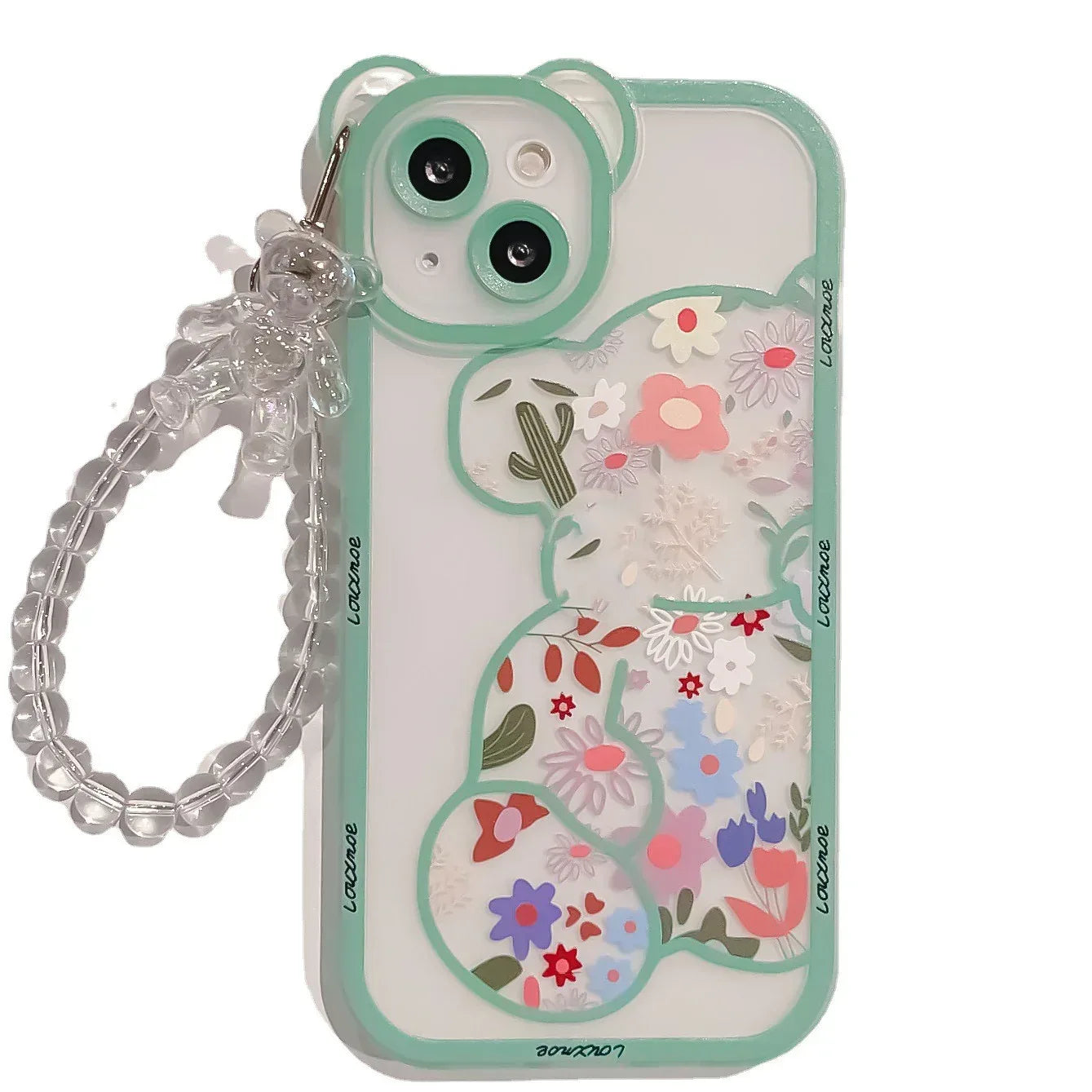 New iPhone Case Hanging Chain Cute Floral Bear - Viexta